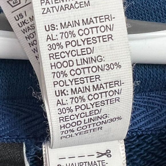 𝅺EUC Unisex Adidas Hoodie, Dark Blue, Size L, Has hidden pocket - Picture 3 of 6